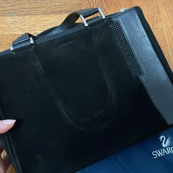 Swarovski black suede purse with black crystals, slightly used in good condition - Picture 3 of 5